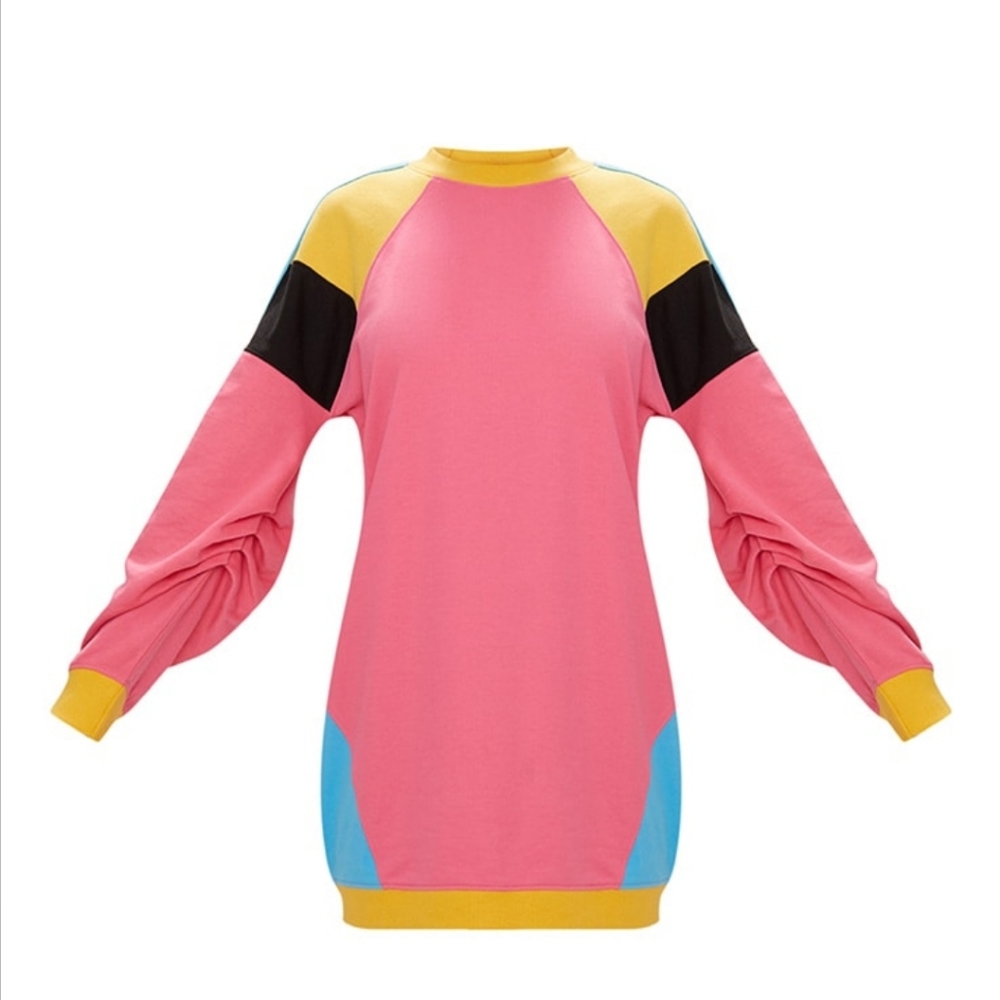 Prettylittlething Color block sweater dress